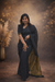 Mandhara – Black Khadi Cotton Saree with Copper Gold Pallu & Tassels