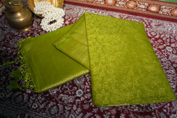 Self-Color Georgette Saree – Leaf Green