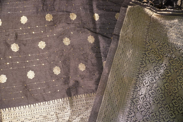 Self-Color Georgette Saree – Black