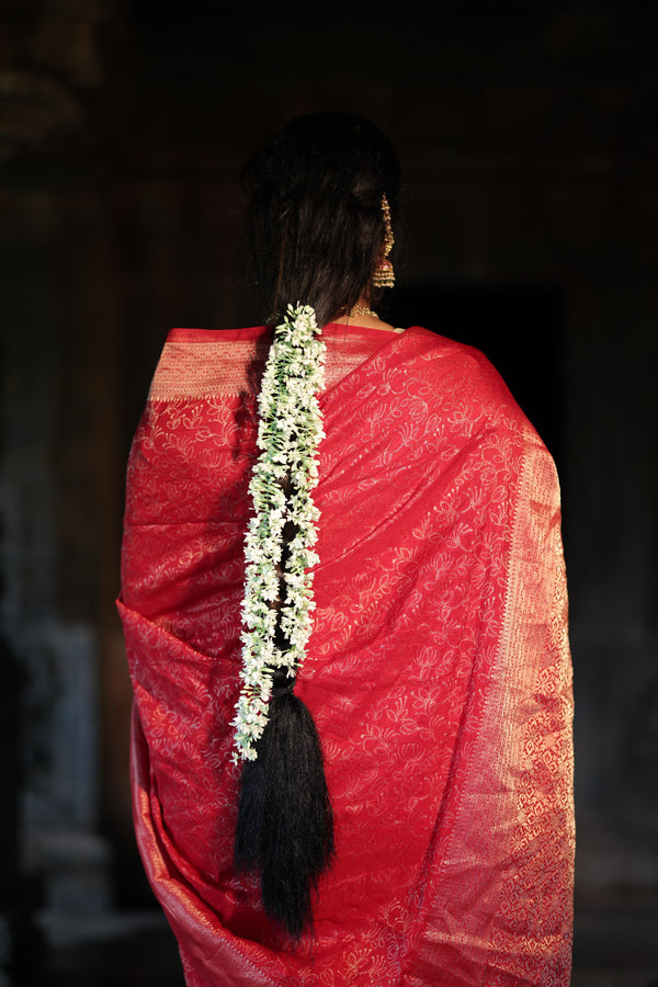 Self-Color Georgette Saree – Red
