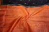 Premium Crepe Silk Saree with Contrast Blouse – Black with Orange