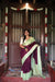 Premium Crepe Silk Saree with Contrast Blouse – Maroon with Pista Green