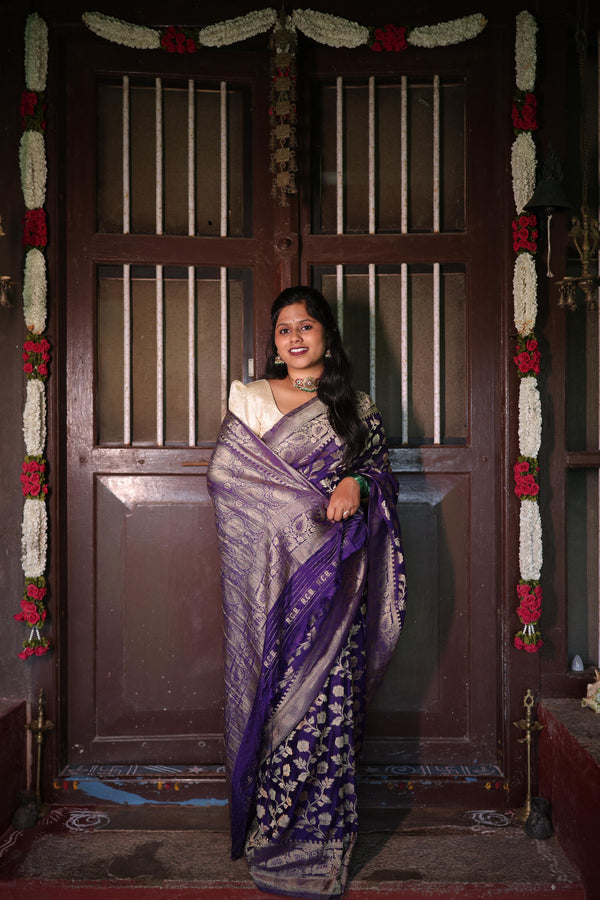 Banarasi Silk Saree – Violet (Self Color)