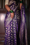 Banarasi Silk Saree – Violet (Self Color)