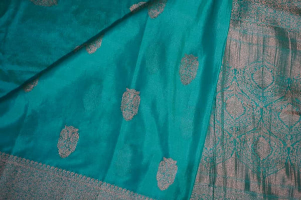 Premium Georgette Saree – Sea Green/Turquoise Green Self Saree with Butta Motifs