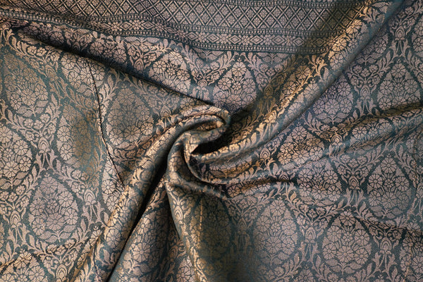 Premium Crepe Silk Saree – Green Self Saree with Butta Motifs