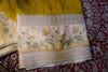 Premium Crepe Silk Saree – Mustard Yellow Saree with White Floral Contrast Border