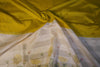 Premium Crepe Silk Saree – Mustard Yellow Saree with White Floral Contrast Border