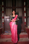 Premium Viscose Silk Saree – Pink Self Saree with Allover Digital Print
