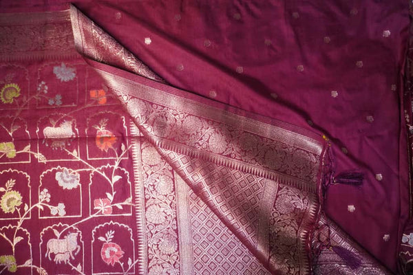 Premium Viscose Silk Saree – Wine Self Saree with Allover Digital Print
