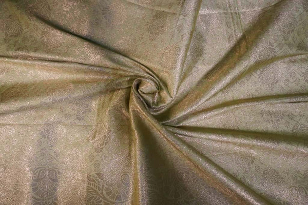 Premium Kashmiri Silk Saree – Pistachio Green Saree with Machine Embroidery & Bright Pink Contrast Blouse