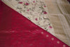 Premium Kashmiri Silk Saree – Off-White Saree with Machine Embroidery & Bright Pink Contrast Blouse
