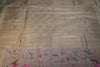 Premium Kashmiri Silk Saree – Off-White Saree with Machine Embroidery & Bright Pink Contrast Blouse