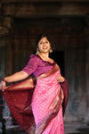 Ikat Saree – Pink with Wine Border