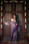 Banarasi Silk Saree – Violet (Self Color)
