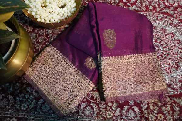 Premium Georgette Saree – Purple Self Saree with Butta Motifs