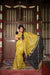 Premium Maheshwari Silk Saree – Mustard Yellow with Black Pallu