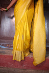 Premium Georgette Saree – Golden Yellow Self Saree with Butta Motifs