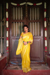 Premium Georgette Saree – Golden Yellow Self Saree with Butta Motifs