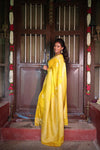 Premium Georgette Saree – Golden Yellow Self Saree with Butta Motifs