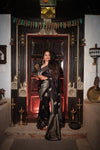 Premium Georgette Saree – Black Self Saree with Butta Motifs