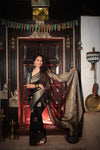 Premium Georgette Saree – Black Self Saree with Butta Motifs