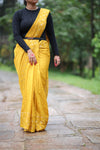 Premium Viscose Silk Saree – Golden Yellow Self Saree with Big Checks