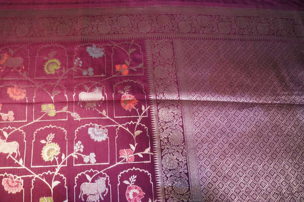 Premium Viscose Silk Saree – Wine Self Saree with Allover Digital Print