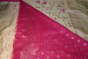 Premium Kashmiri Silk Saree – Pistachio Green Saree with Machine Embroidery & Bright Pink Contrast Blouse